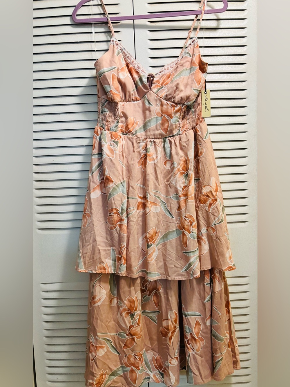 liberty Peach and Olive Floral Slip Dress